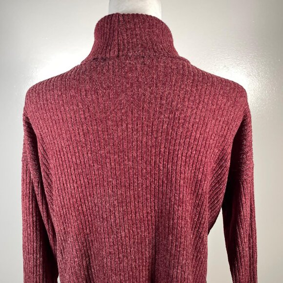 Forever 21 Burgundy Turtleneck Chunky Tight Knit 3/4 Sleeve Pullover Sweater S - Picture 11 of 12